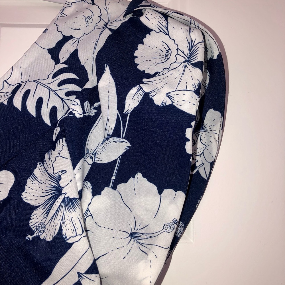 Vintage Hawaiian Muʻumuʻu Dress | Fashions by Loke | Blue & White Floral - Picture 5 of 6